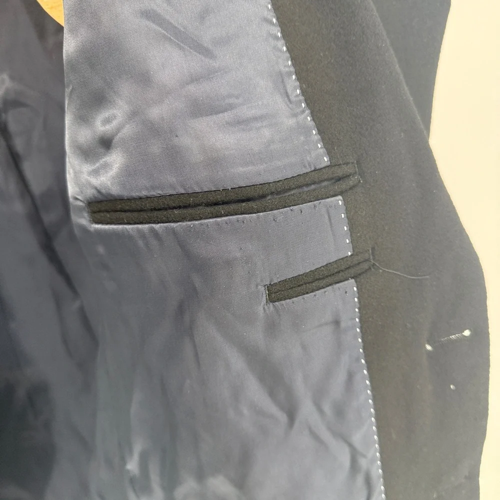Nautica Mens 40R Black Wool Silk Cashmere Blend Two Button Blazer Sport Coat